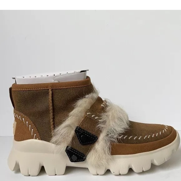 UGG Shoes - UGG Australia Womens FLUFF PUNK Shearling BOOT in Chestnut Brown size 7.Like New